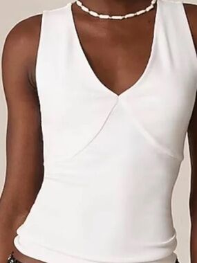 J. Crew Stretch cotton-blend V-neck tank top white cotton large